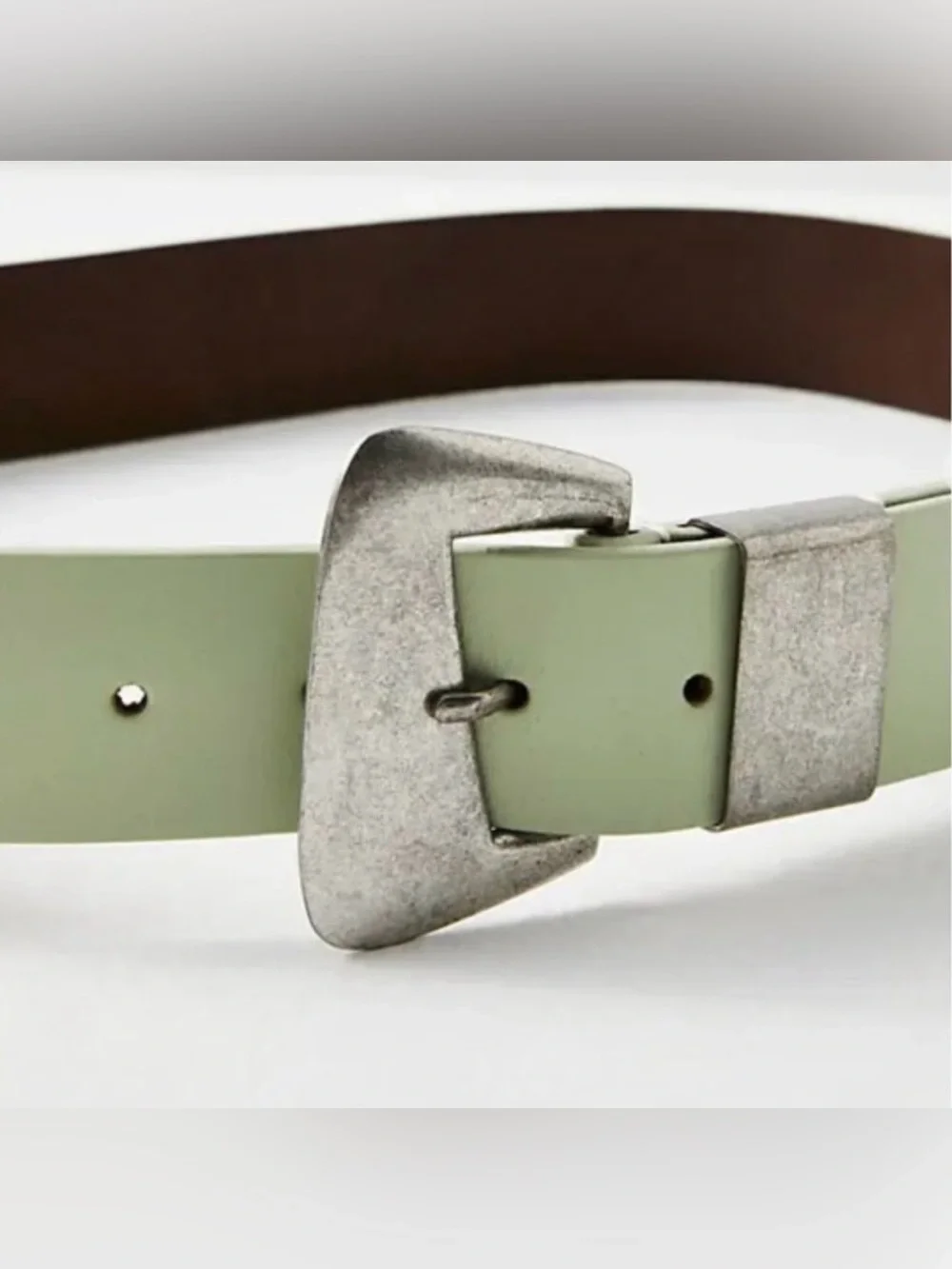 NWT Free People M/L Siggy Leather Belt in Patina Moss Green NEW